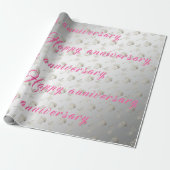 Luxury Silver Happy Floral 25th Jubileum Cadeaupapier (Uitgerold)