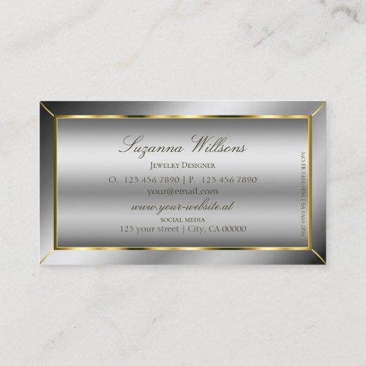 Luxury Silver Luminous Gold Decor met Monogram Visitekaartje (Achterkant)