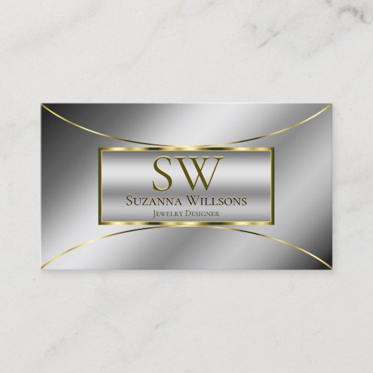 Luxury Silver Luminous Gold Decor met Monogram Visitekaartje (Voorkant)