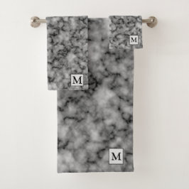 Luxury Silver Marble Monogrammed Bad Handdoek