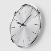 Luxury Silver Minimalist Modern Brushed Metal Grote Klok (Hoek)