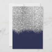 Luxury Silver Navy Glitter Confetti Wedding Save The Date (Achterkant)