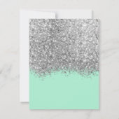 Luxury Silver Neo Mint Glitter Confetti Wedding RSVP Kaartje (Achterkant)