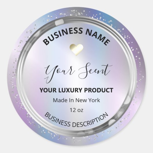Luxury Silver-omhulde Glitter-productlabels Ronde Sticker (Voorkant)