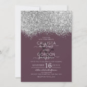 Luxury Silver Paarse Glitter Confetti Wedding Kaart (Voorkant)