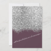 Luxury Silver Paarse Glitter Confetti Wedding Kaart (Achterkant)