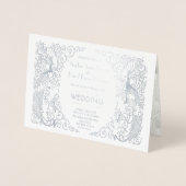 Luxury Silver Peacock Art Deco 20s Wedding Folie Kaarten (Voorkant)