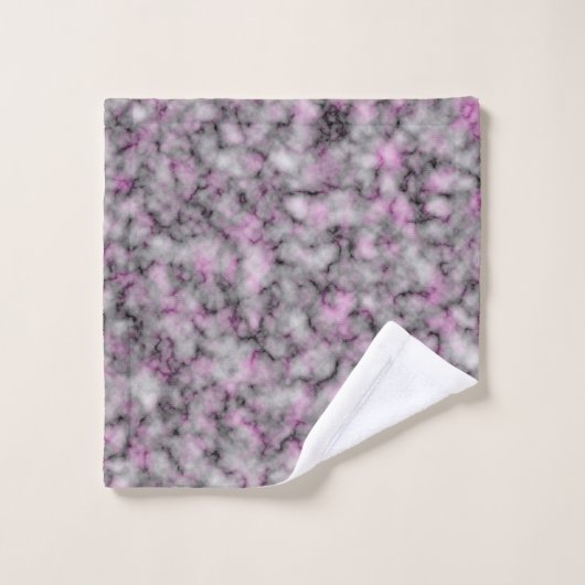 Luxury Silver Pink Marble Monogrammed Bad Handdoek (Wasdoekje)