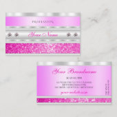 Luxury Silver Pink Sparking Glitter met Diamonds Visitekaartje (Voorkant / Achterkant)