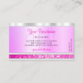 Luxury Silver Pink Sparking Glitter met Monogram Visitekaartje (Achterkant)