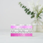 Luxury Silver Pink Sparking Glitter met Monogram Visitekaartje (Staand voorkant)