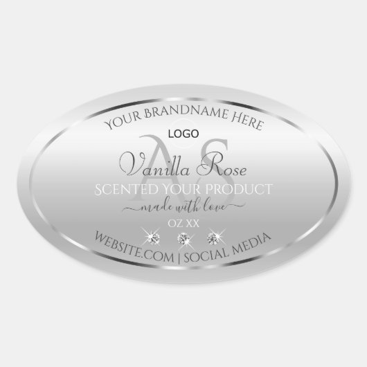 Luxury Silver Product Label Diamonds Logo (Voorkant)