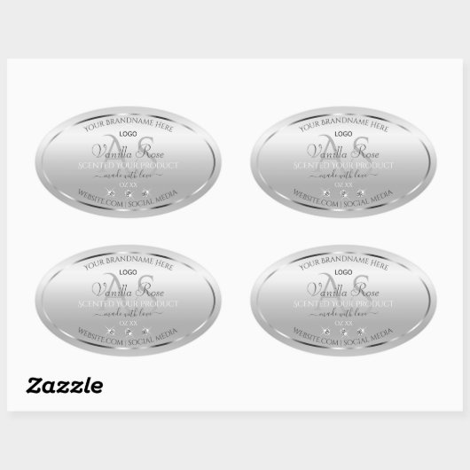 Luxury Silver Product Label Diamonds Logo (Vel)