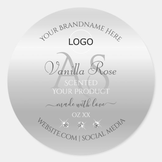 Luxury Silver Product Label Diamonds Logo (Voorkant)