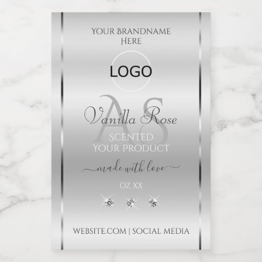 Luxury Silver Product Label Diamonds Logo Voedselcontainer Etiket (Enkel label)