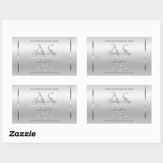 Luxury Silver Product Labels Diamonds en Monogram (Vel)
