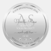 Luxury Silver Product Labels Diamonds en Monogram (Voorkant)