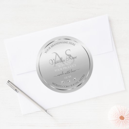 Luxury Silver Product Labels Diamonds en Monogram (Envelop)