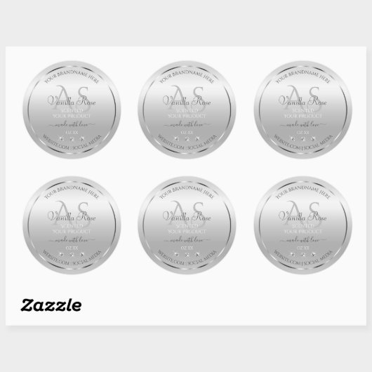Luxury Silver Product Labels Diamonds en Monogram (Vel)