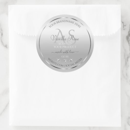 Luxury Silver Product Labels Diamonds en Monogram (Tas)