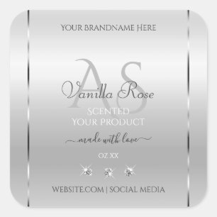 Luxury Silver Product Labels Diamonds en Monogram