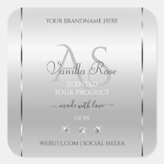 Luxury Silver Product Labels Diamonds en Monogram