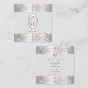 Luxury Silver Roos Gold  Ornamenten Initialen Vierkante Visitekaartje