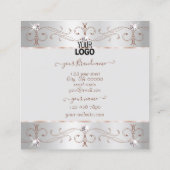 Luxury Silver Roos Gold  Ornamenten met Logo Vierkante Visitekaartje (Achterkant)