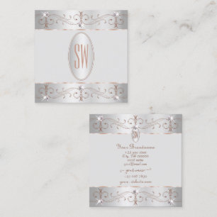 Luxury Silver Roos Gold Ornamenten Monogram Vierkante Visitekaartje