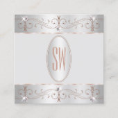 Luxury Silver Roos Gold  Ornamenten Monogram Vierkante Visitekaartje (Voorkant)