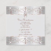 Luxury Silver Roos Gold  Ornamenten Monogram Vierkante Visitekaartje (Achterkant)