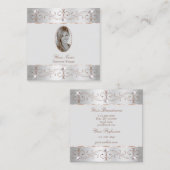 Luxury Silver Roos Gold  Ornamenten Voeg foto toe Vierkante Visitekaartje (Voorkant / Achterkant)