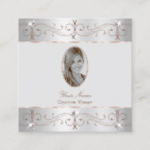 Luxury Silver Roos Gold  Ornamenten Voeg foto toe Vierkante Visitekaartje (Voorkant)