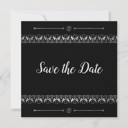 Luxury Silver Save the Date Invitation Kaart (Voorkant)