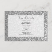 Luxury silver sparkly glitter glam Details Card Informatiekaartje (Voorkant)