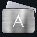 Luxury Silver Stainless Steel Monogram Laptop Sleeve<br><div class="desc">Luxury Silver Faux Roestvrij Steel Elegant Monogram Sleeve. Dit sleeve kan worden aangepast om uw initiaal en voornaam te omvatten.</div>