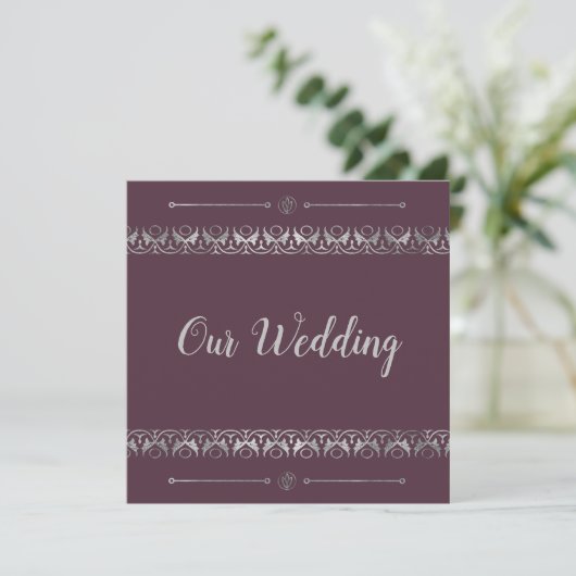 Luxury Silver Wedding Uitnodiging (Staand voorkant)