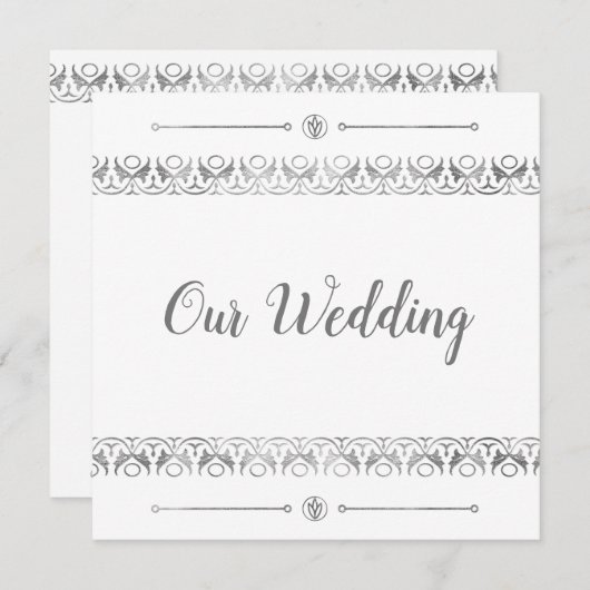 Luxury Silver Wedding Uitnodiging (Voorkant / Achterkant)