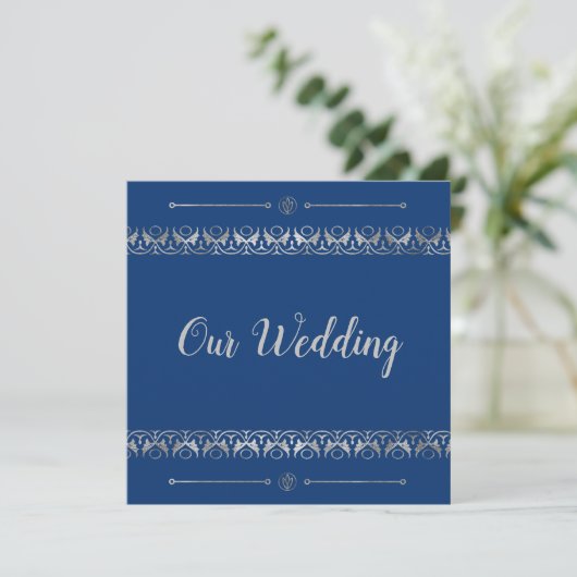 Luxury Silver Wedding Uitnodiging (Staand voorkant)