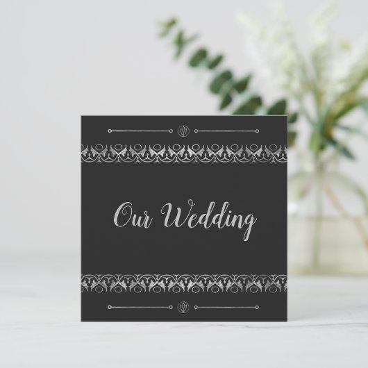 Luxury Silver Wedding Uitnodiging (Staand voorkant)