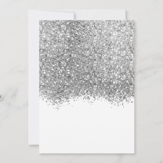 Luxury Silver White Glitter Confetti Wedding Save The Date (Achterkant)