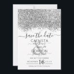 Luxury Silver White Glitter Confetti Wedding Save The Date<br><div class="desc">De elegante, glamoureuze en moderne bruiloft met de datumkaart is perfect voor het hedendaagse en stijlvolle echtpaar. Het is voorzien van een faux, opgerold zilveren, dunne glitter confetti-bespikkeld kleurenblok boven op een eenvoudige witte achtergrond. De achterzijde toont het zelfde glitter maar een dikker paneel. Deze griezelige, luxe en unieke vormgeving...</div>