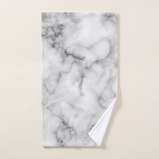 Luxury Silver White Marble Monogrammed Bad Handdoek (Handdoek)