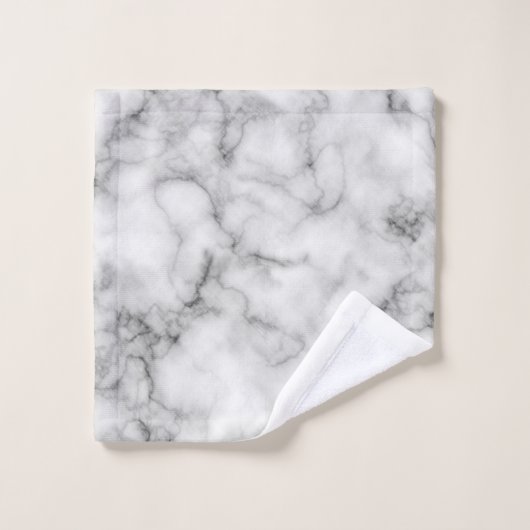 Luxury Silver White Marble Monogrammed Bad Handdoek (Wasdoekje)