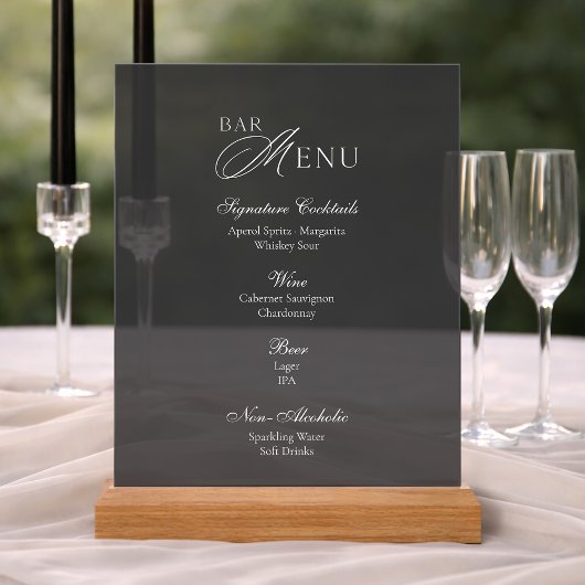 Luxury Smoked Acrylic Bar Menu Sign Acryl Bord
