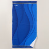 Luxury Soft Blue Gold Wave Customize Strandlaken (Voorkant)