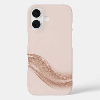 Luxury Soft Blush Matte & Rose Gold Glitter Wave  iPhone 16 Hoesje