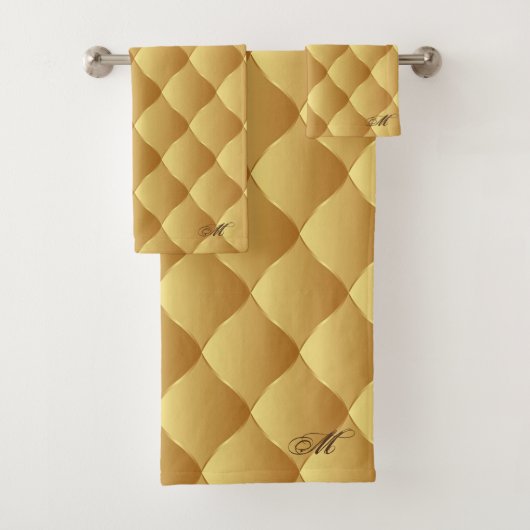 Luxury Soft Gold Monogrammed Customize Bad Handdoek (Insitu)