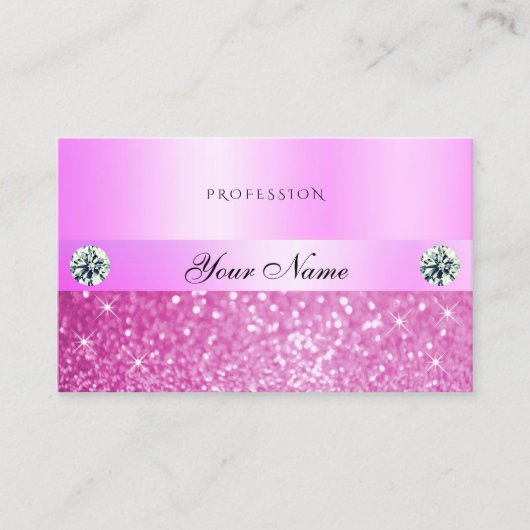 Luxury Sparking Girly Pink Glitter met Diamonds Visitekaartje (Voorkant)