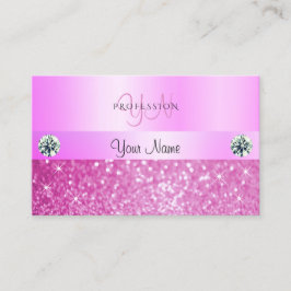 Luxury Sparking Girly Pink Glitter met Monogram Visitekaartje